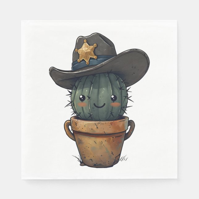 Sheriff Spike-Cactus Character Napkin (Front)