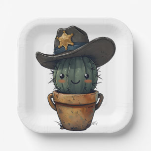 Sheriff Spike-Cactus Character Paper Plate