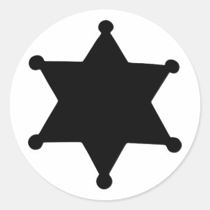 Sheriff Star Outline Silhouette Classic Round Sticker