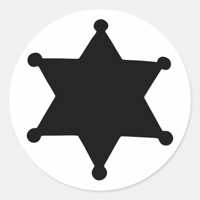 Sheriff Star Outline Silhouette Classic Round Sticker (Front)