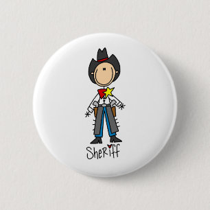 Sheriff Stick Figure Button