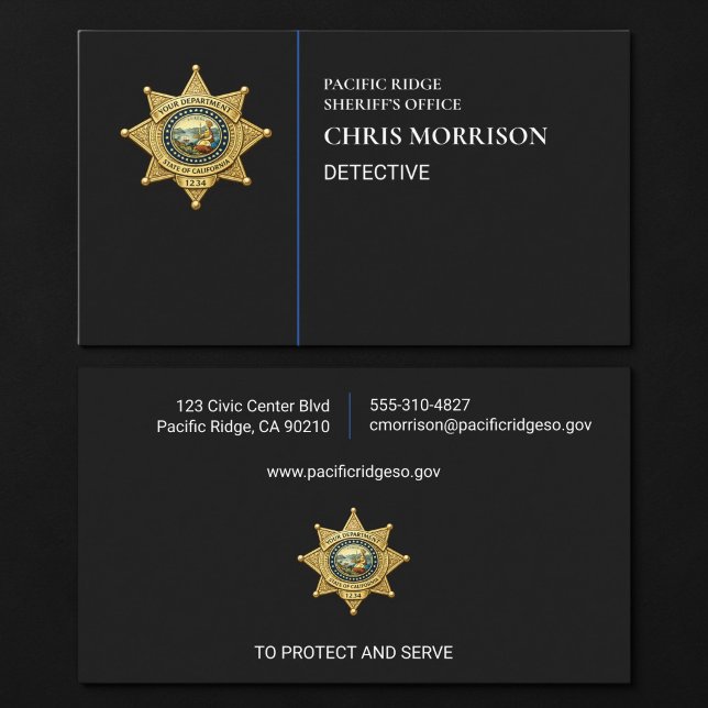 Sheriff Thin Blue Line Law Enforcement  Business Card (Creator Uploaded)