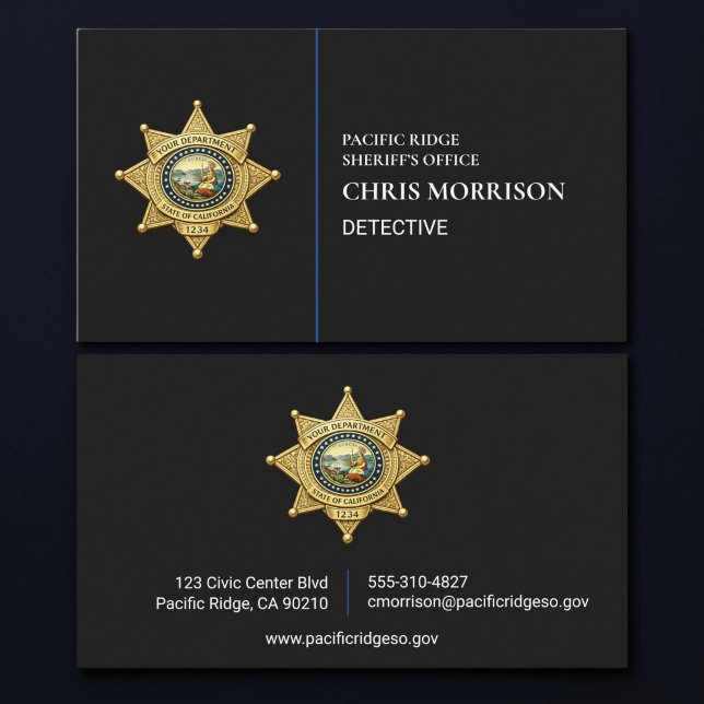 Sheriff Thin Blue Line Law Enforcement  Business Card (Creator Uploaded)