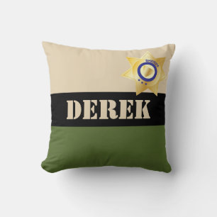 Sheriff Uniform With Gold Badge Personalised Cushion