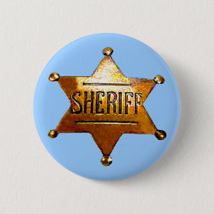 Sheriff's Badge Blue Button(in 4 sizes & 2 shapes)