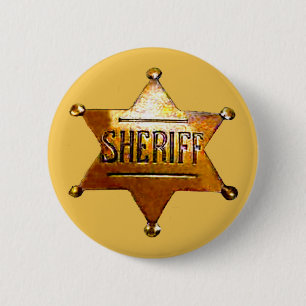 Sheriff's Badge Tan Button (in 4 sizes & 2 shapes)