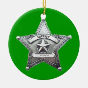 Sheriff's Custom Badge Ceramic Tree Decoration