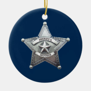 Sheriff's Mother Badge Ceramic Tree Decoration