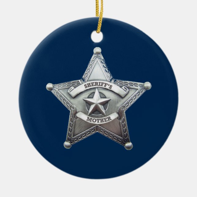 Sheriff's Mother Badge Ceramic Tree Decoration (Front)