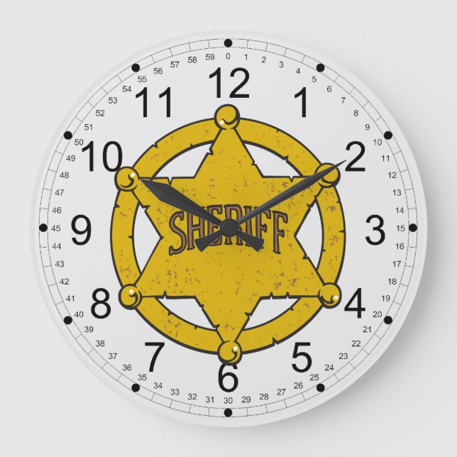 Sheriffs Star Badge Large Clock (Front)