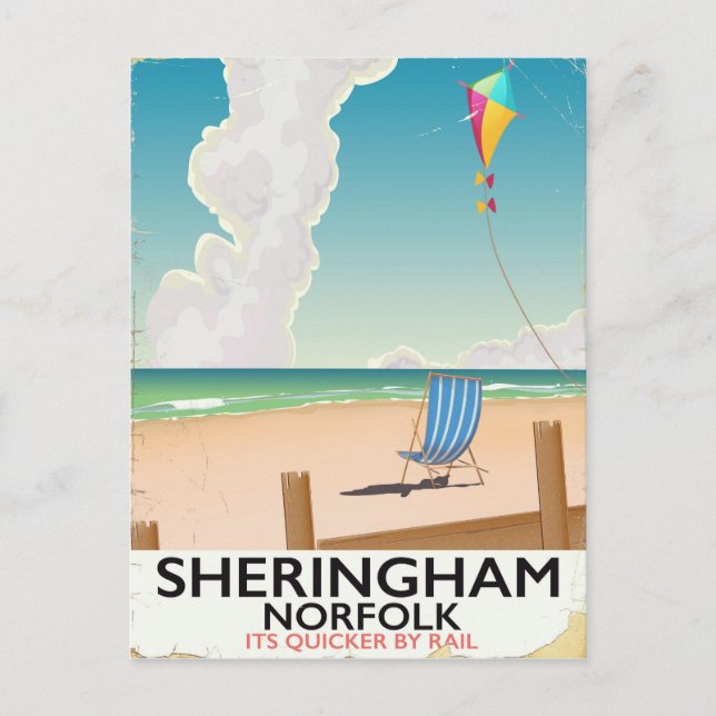 Sheringham Norfolk Beach travel poster Postcard (Front)