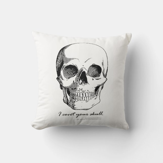 Sherlock Quote I Covet Your Skull Gothic Pillow (Front)