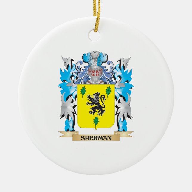 Sherman Coat of Arms - Family Crest Ceramic Tree Decoration (Front)