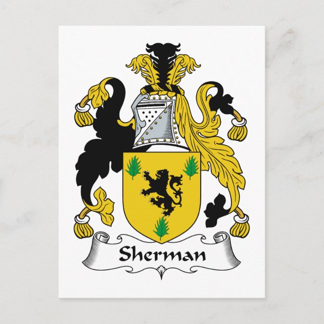 Sherman Family Crest Postcard (Front)