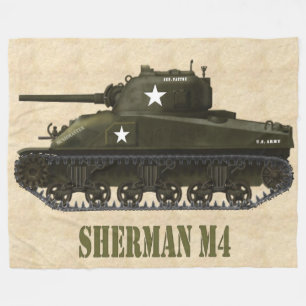 SHERMAN M4 AMERICAN WWII BATTLE  TANK FLEECE BLANKET