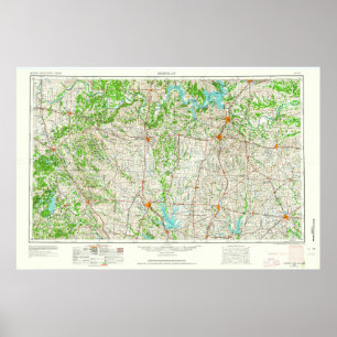 Sherman TX Topo Map Poster