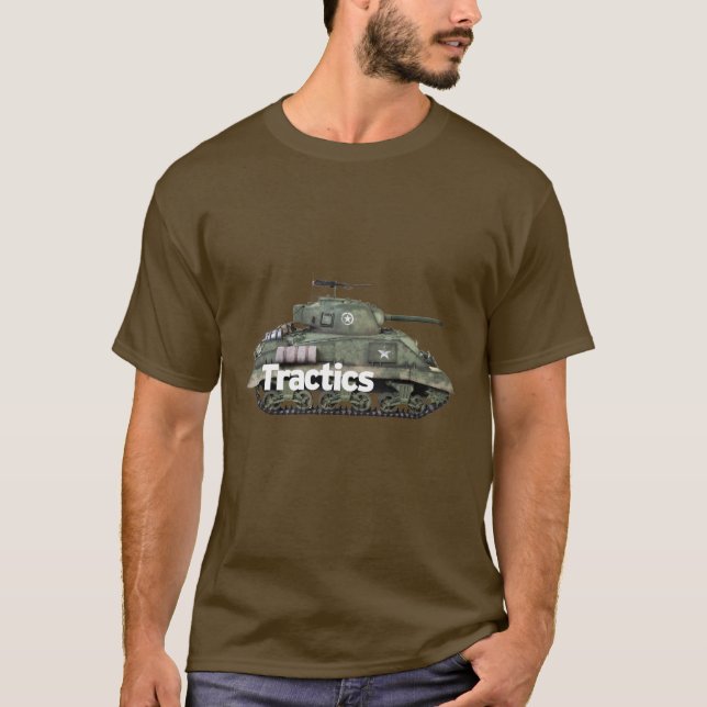 Sherman with Tractics Name Dark T-Shirt (Front)