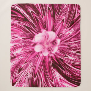 Sherpa Blanket Abstract Lines Purple Flower