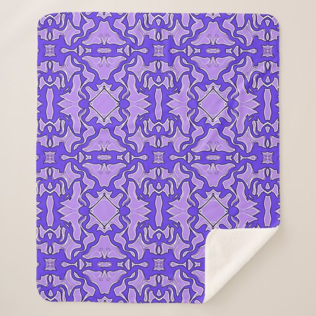 Sherpa Blanket An elegant blue purple pattern (Front)