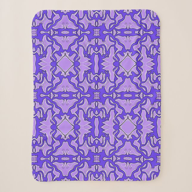 Sherpa Blanket An elegant blue purple pattern (Front)
