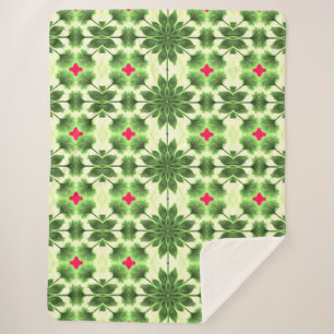 Sherpa Blanket An elegant green red fabric pattern