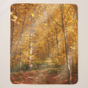 Sherpa Blanket Autumn forest Gold Rays
