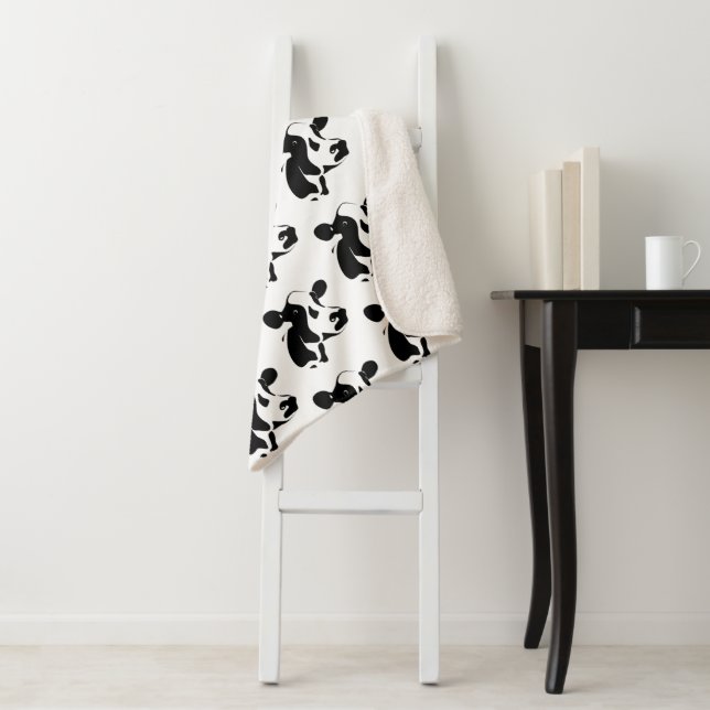Sherpa Blanket-Black and White Cow Sherpa Blanket (In Situ)