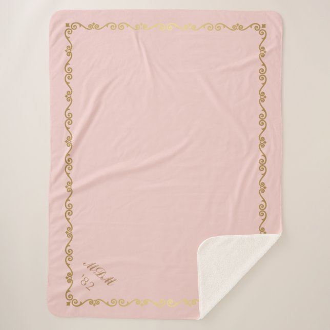 Sherpa Blanket-Blush Pink Custom Monograms Blanket (Front)