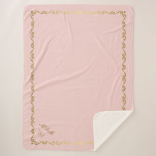 Sherpa Blanket-Blush Pink Custom Monograms Sherpa Blanket
