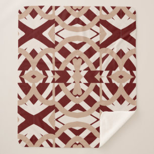 Sherpa Blanket, Brown white classic fabric pattern Blanket