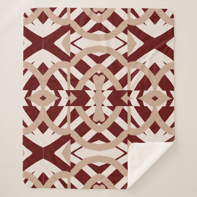 Sherpa Blanket, Brown white classic fabric pattern Blanket (Front)
