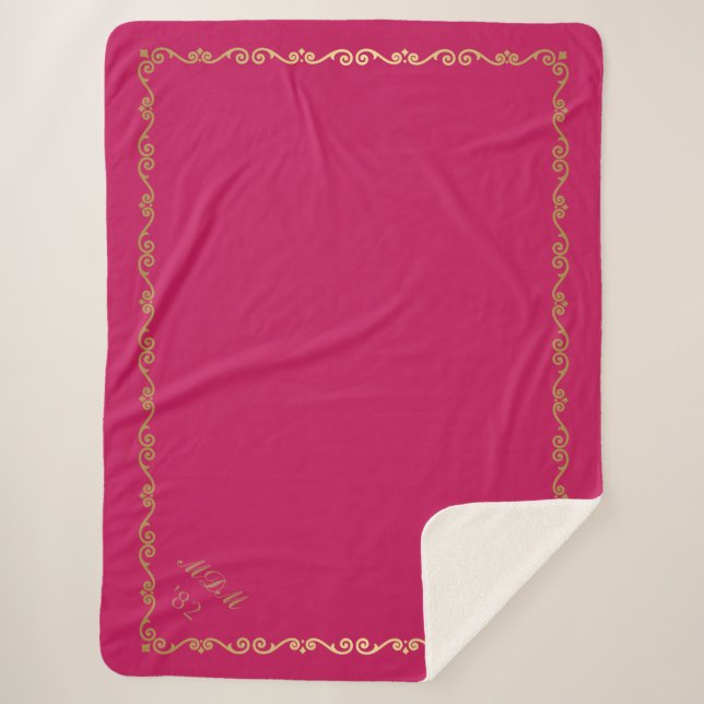 Sherpa Blanket-Hot Pink Custom Monograms Blanket (Front)