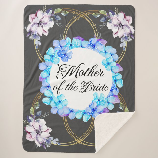 Sherpa Blanket in Blue Elegant Watercolor Flowers (Front)