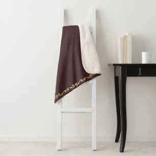 Sherpa Blanket-Large-Brown & Gold Scroll Print Blanket
