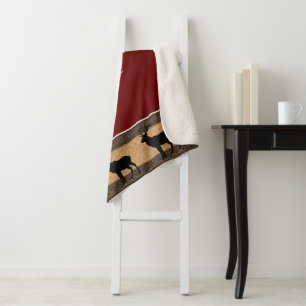 Sherpa Blanket-Large-Burgundy Red Yellowstone Elk Sherpa Blanket