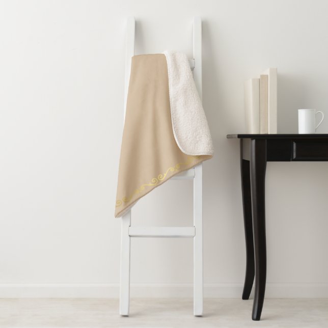 Sherpa Blanket-Large-Champagne & Gold Scroll Print Blanket (In Situ)
