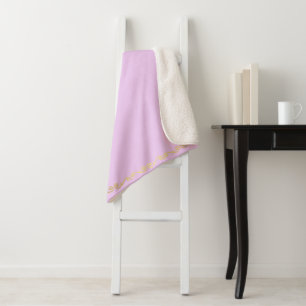 Sherpa Blanket-Large-Pink & Gold Scroll Print Blanket