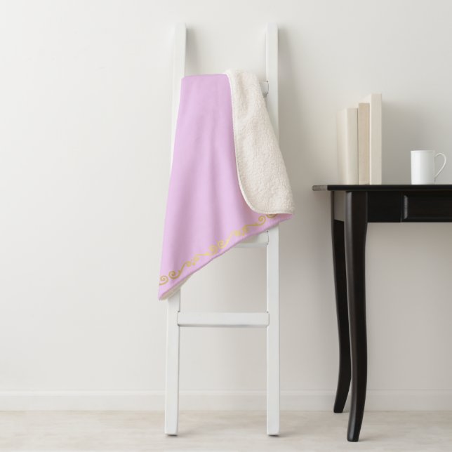 Sherpa Blanket-Large-Pink & Gold Scroll Print Blanket (In Situ)