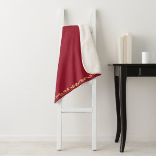 Sherpa Blanket-Large-Red & Gold Scroll Print Blanket