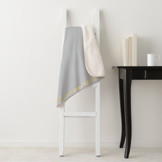 Sherpa Blanket-Large-Silver & Gold Scroll Print Blanket (In Situ)