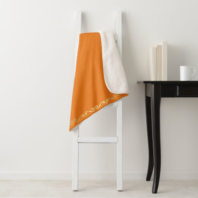 Sherpa Blanket-Large-Tumeric & Gold Scroll Print Blanket (In Situ)