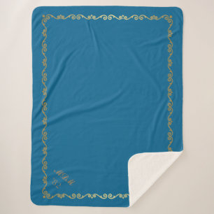 Sherpa Blanket-Peacock Blue Custom Monograms Sherpa Blanket