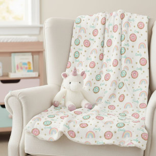Sherpa Blanket Personalized Donut Rainbow Pattern