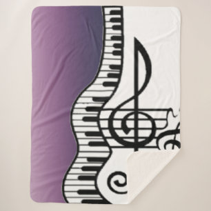 Sherpa blanket with purple piano keys