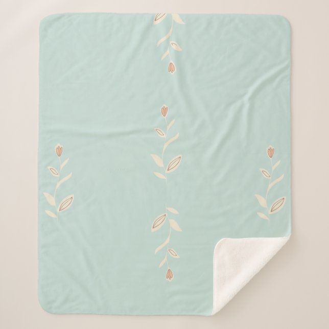 Sherpa manta with floral design. sherpa blanket (Front)