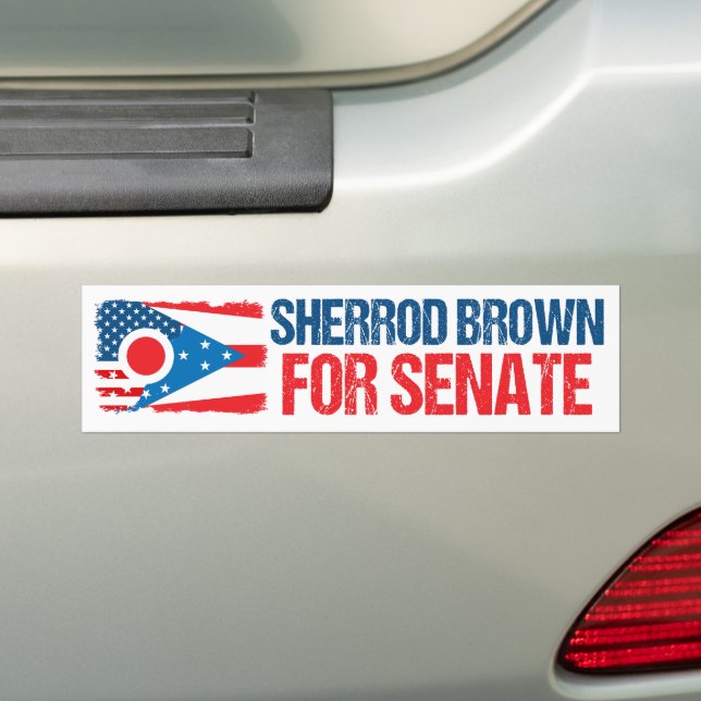 Sherrod Brown for Senate 2024 Election Ohio Flag Bumper Sticker (On Car)