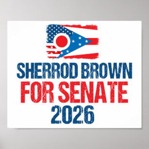 Sherrod Brown for Senate 2026 Election Ohio Flag Poster