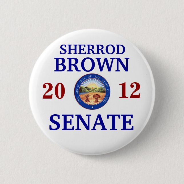 SHERROD BROWN FOR SENATE 6 CM ROUND BADGE (Front)
