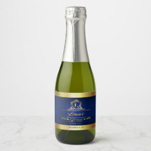 Sherryl's 50th birthday navy gold mini sparkling wine label