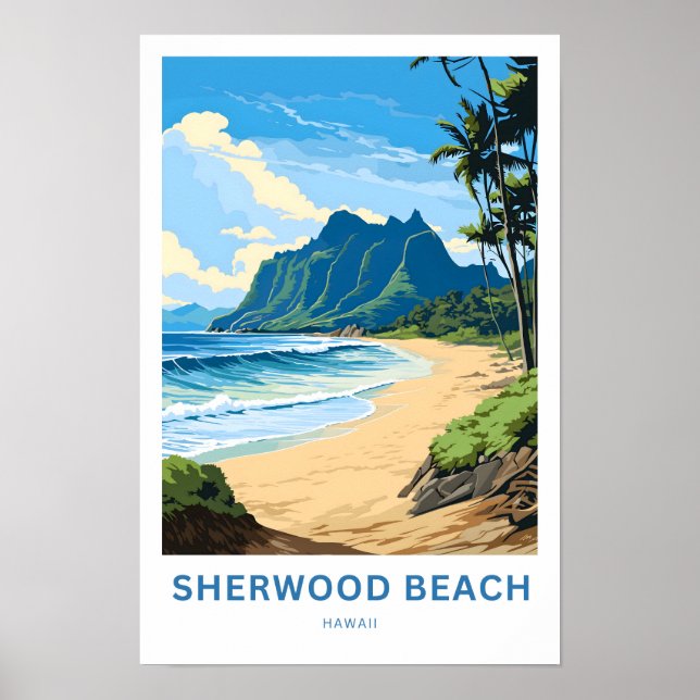 Sherwood Beach Hawaii Travel Print (Front)